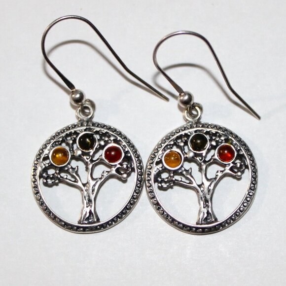 Jewelry - Sterling Silver Amber Tree Earrings